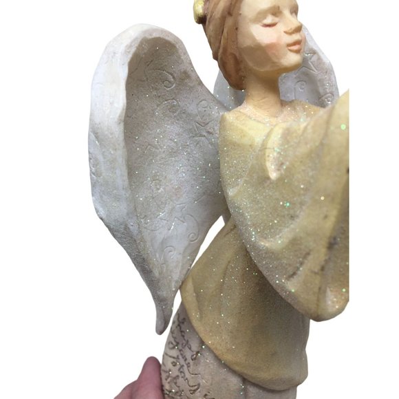2002 Enesco Foundations Glitter Angel Figurine Holding Star - Picture 8 of 9